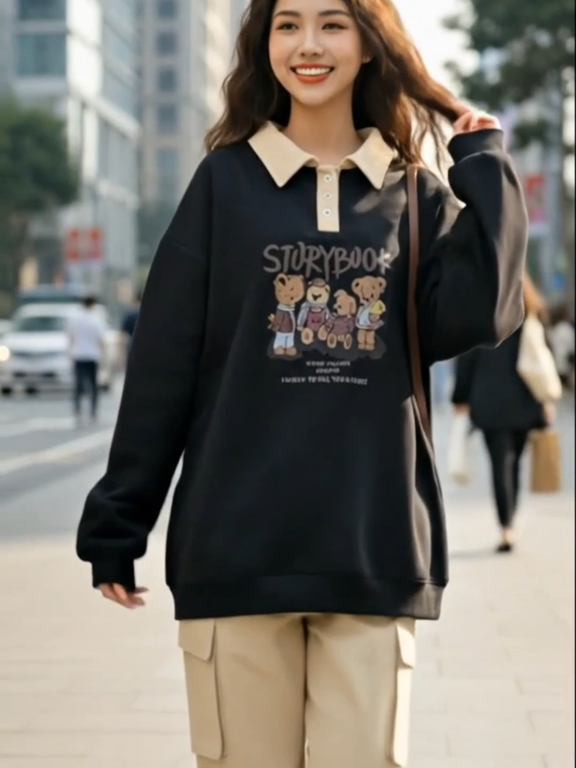 Áo Sweater Unisex Năm Nữ Form Rộng Chất Liệu Nỉ Bông Dày Dặn #aosweater #thoitrangnu #xuhuongthoitrang #homnaymacgi #aosweaterformrong 