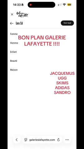 Pas de Galeries Lafayette près de chez toi ? Pas de souci ! 👜 Sacs Jacquemus, chaussures, accessoires… tout en promo sur le site ! 💸 Articles de marque à prix canon, fonce avant que ça parte ! #Promos #GaleriesLafayette #BonPlan #Mode #SacsDeMarque 