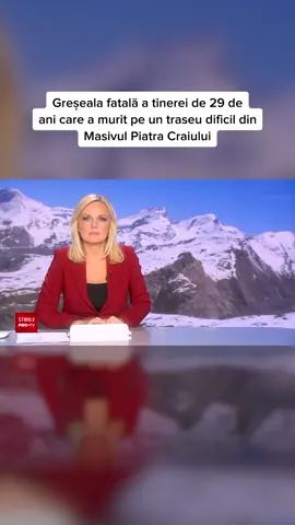 Tragedie în Masivul Piatra Craiului. O tânără de 29 de ani și-a pierdut viața după ce a căzut aproape 300 de metri în timp ce încerca să parcurgă un traseu dificil acoperit de zăpadă. #stirileprotvdeastazi #news #stiri #protv #stirileprotv
