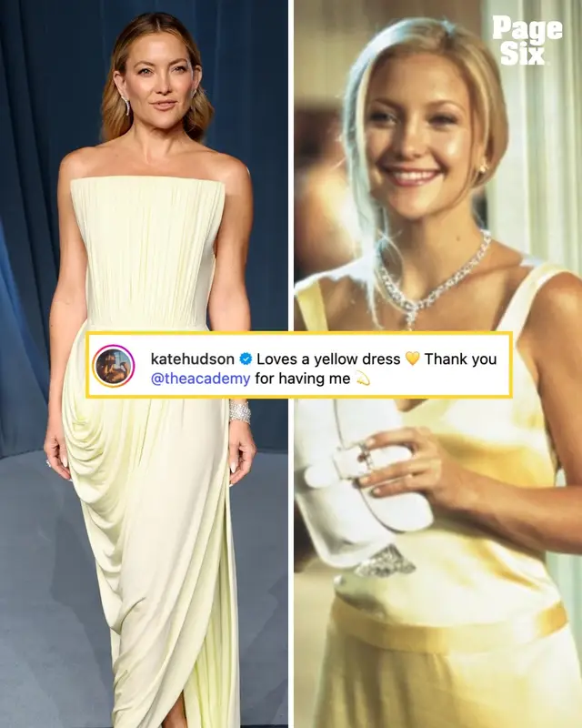 A nod to Andie Anderson? Yellow is most definitely Kate Hudson's color 💛💫 📸: Getty, Instagram, Paramount Pictures