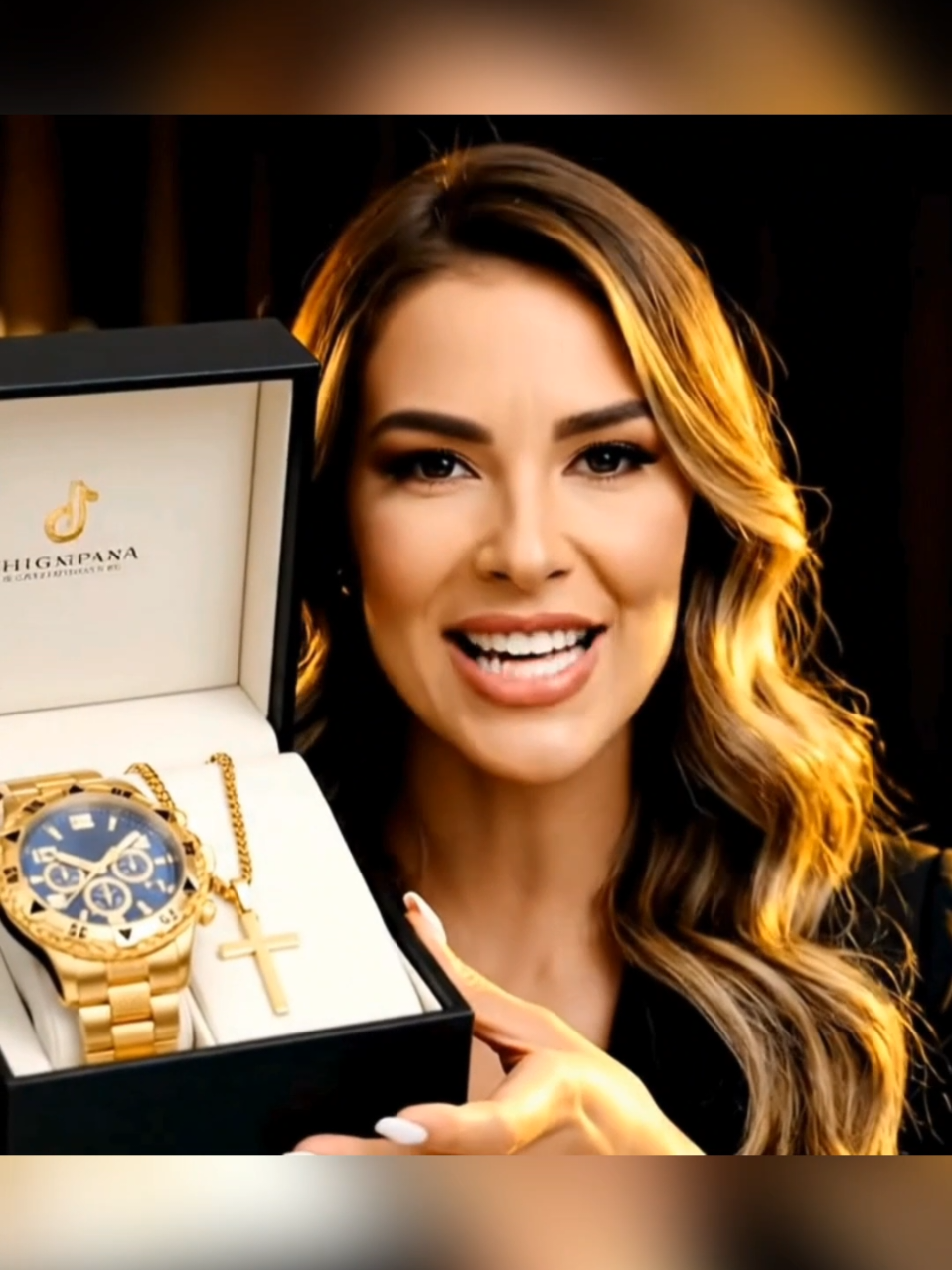 Relógio dourado masculino aço inoxidável resistente a água + Cordão de cruz BRINDE 