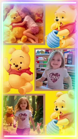 Dans le doux monde de l’enfance, il y a des amitiés qui ne s’effacent jamais 🍯🐻 Maéline, 4 ans, partage ses plus tendres moments avec son grand ami Winnie l’Ourson 💛 Rires, câlins et magie… un petit coin de bonheur dans la Forêt des Rêves Bleus.  #WinnielOurson   #Maéline  #AmitiéMagique #SouvenirDenfance  #Tendresse