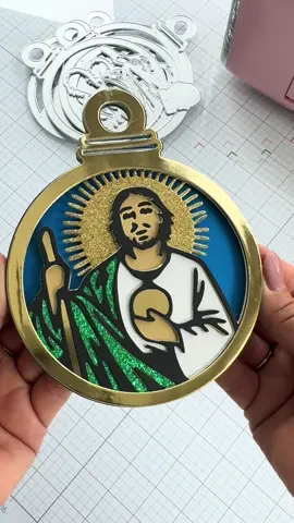 San Judas Tadeo Ornament in metal troquel and digital file LINKS ON BIO #fyp #foryoupage #sanjudastadeo💚 #viral #troquel 