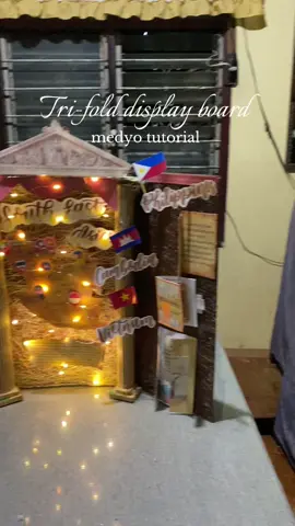 check the full design of our tri-fold display board posted on my account #displayboard #aesthetic #fyp #performancetask #brown 