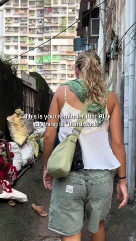 Your friendly reminder that hands are behind every single piece of clothing you wear. It’s important to know where your clothing is coming from, the conditions of workers, and materials used for creation. Be INTENTIONAL, MINDFUL, and start CARING about what you put on your body. There’s a story behind every single piece.  These videos are from the Dharavi “slums” in Mumbai, India. Much of there work produced is for major fast fashion companies that you could probably guess the names of … these conditions are dangerous and unfair. Stop supporting big brands who aren’t transparent about their workers.  Hard to explain how it felt walking into these rooms. A mixture of major guilt and helplessness. They work 12-15 hour days for little money to support their families and survive. They are constantly around harsh chemicals from dyes, leathers, and fabric scraps- their life is not worth a new shirt!!!  *I did get permission to film all these videos  #fastfashion #travelwithme #traveltheworld #Lifestyle #sustainablefashion 