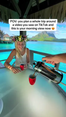 The views at St. Regis, Bora Bora are unreal 😍 this was the overwater bungalow view from our room 🤯 #borabora #frenchpolynesia #travelcouple #coupletravel #stregis 