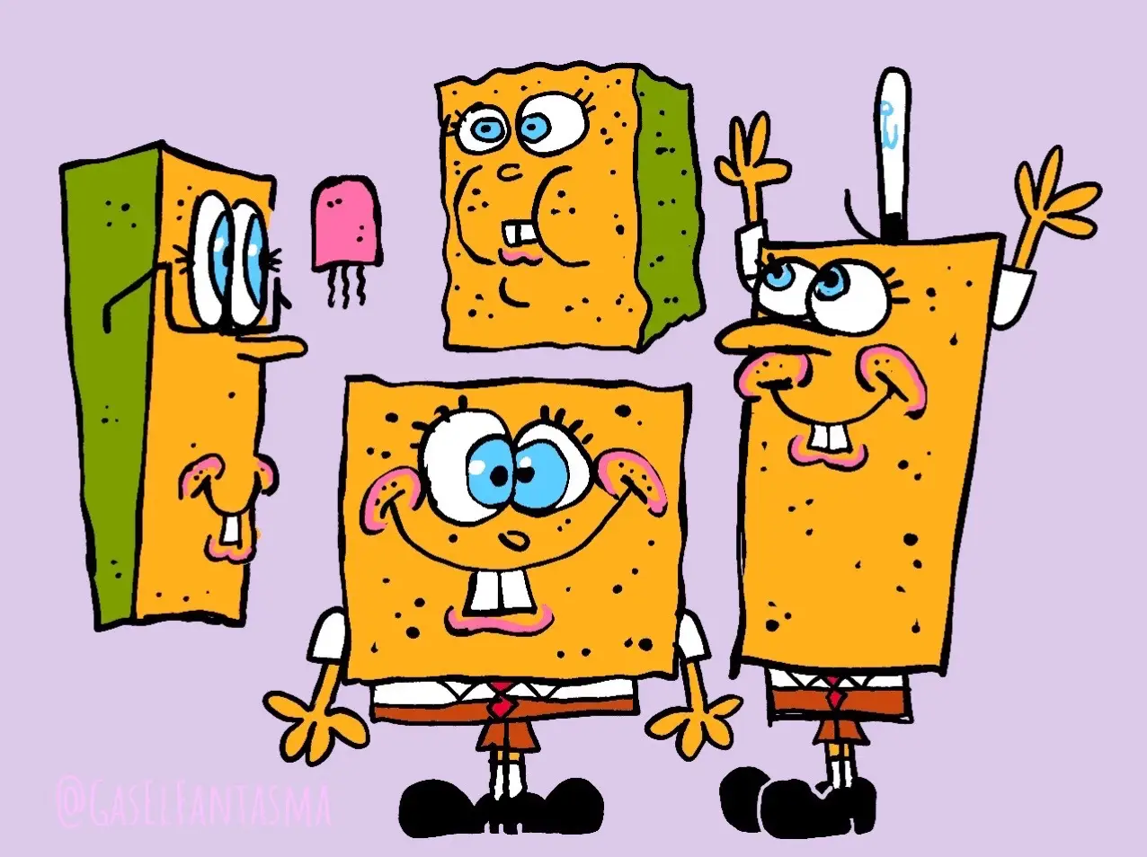 Drawings of spongy boy, pat, and the background characters. Let me know what you think! #spongebob #spongebobsquarepants #art #artist #artistsoftiktok 