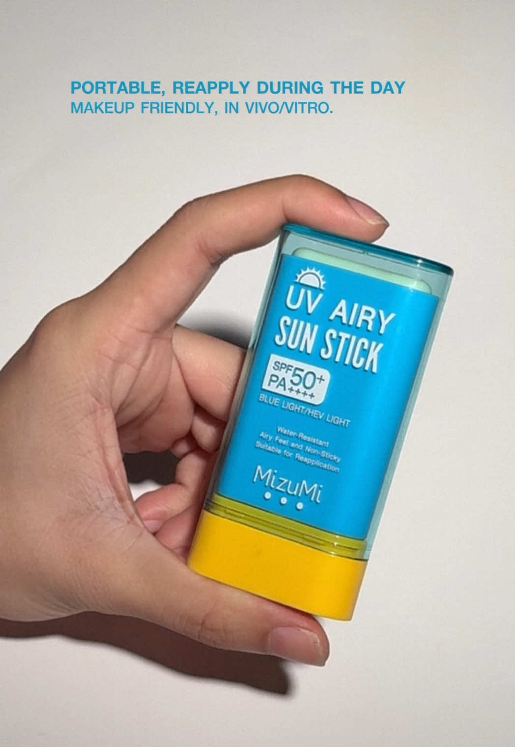 Lightweight protection made easy. ☀️💙 MizuMi UV Airy Sun Stick SPF50 PA++++ — a gentle, non-greasy sunscreen stick made for sensitive skin. Smooth, soft finish with no white cast. Just twist, glide, and go — reapply every few hours for lasting comfort and protection. #MizuMi #thaibeauty #sensitiveskincare #yesstyle #thaiskincare