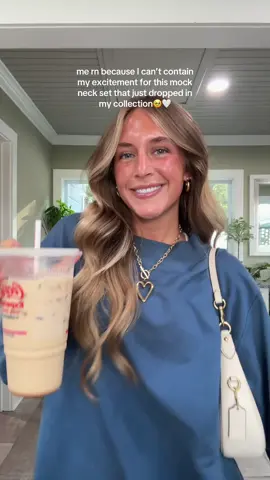 🔗 is in my Linktree!! I’ve been so so excited about this!!! Go shop! 🥹🤍🫶🏼✨ #collectionlaunch #mockneck #matchingset #sweatset #OOTD 