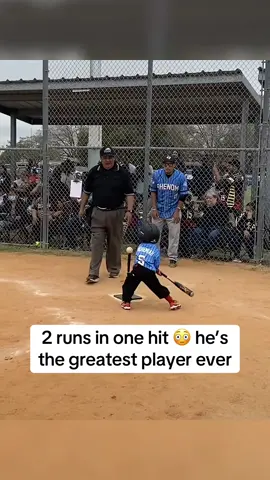 Tball player hits ball and skips all the bases twice for two runs in one hit! #funny #tball 