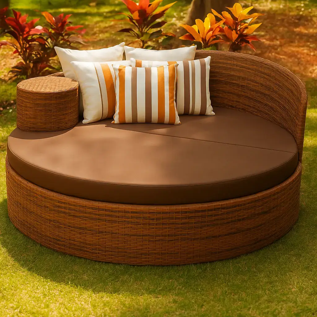 Ideal para ambientes Internos, varandas, edículas, área de lazer, salas de estar, sala de jogos, churrasqueiras, sala de filme, recepção, sala de espera entre outros. ESPECIFICAÇÕES TÉCNICAS: Chaise Meia-Lua Altura: 75 cm Diâmetro: 160 cm Acompanha 2 almofadas de assento Acompanha 5 almofadas soltas Suporta até 300 kg #ChaiseMeiaLua #ChaiseParaPiscina #TramaOriginal #MóveisDePiscina #MóveisExternos