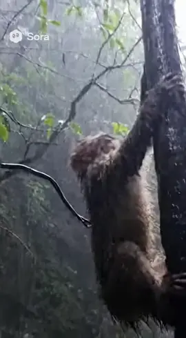 🐒 Real Wild Survival Series Part 1: Monkey Slip In The Storm + Sora AI #Sora2AI #monkey #top #ai 