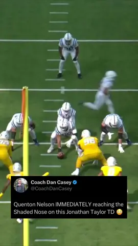 Quenton Nelson IMMEDIATELY reaching the Shaded Nose on this Jonathan Taylor TD 😳
