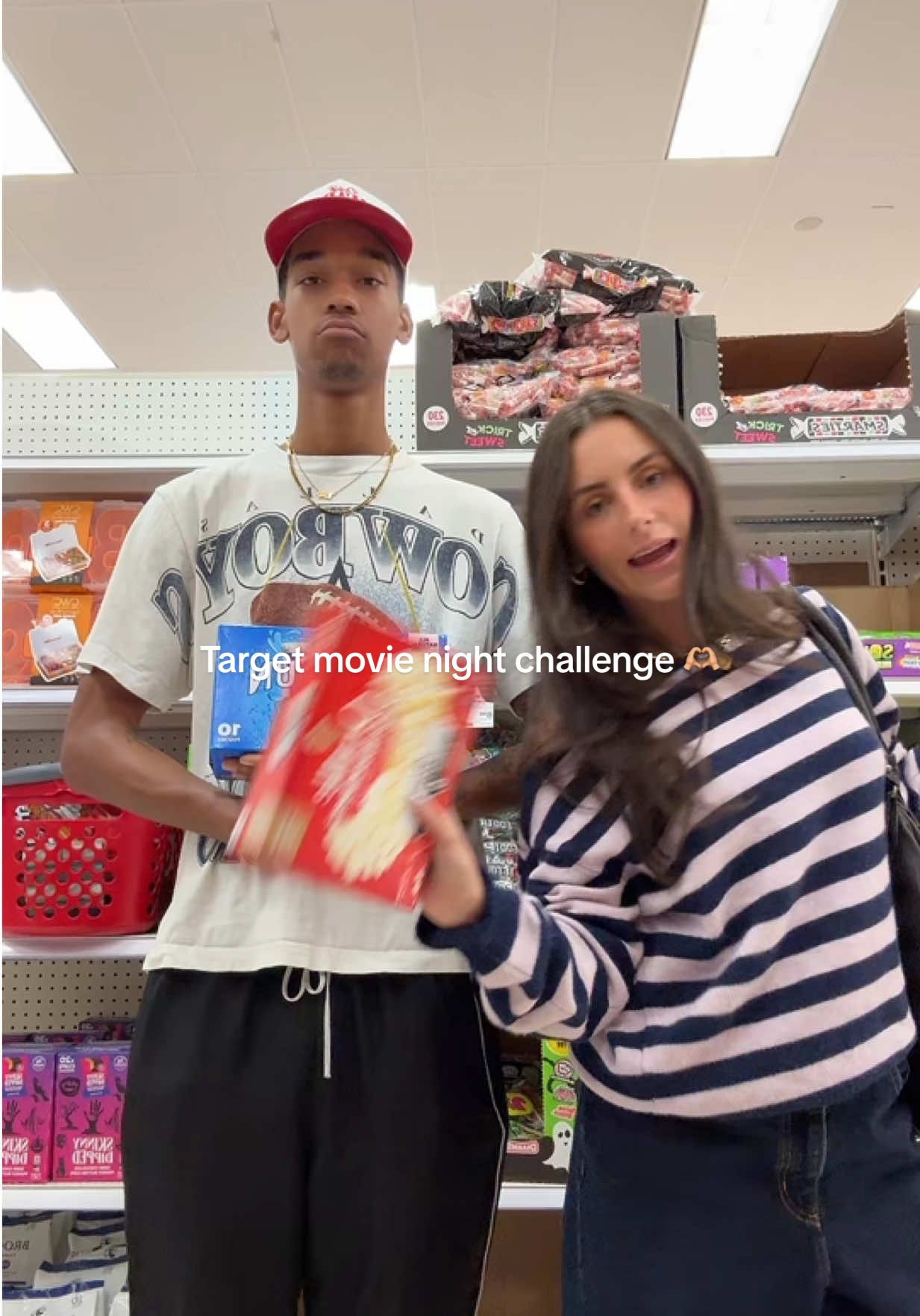 Do we think he picked my choice on every food category because he loves me or because he’s scared of me #target #targethaul #movienight #datenight #couple 