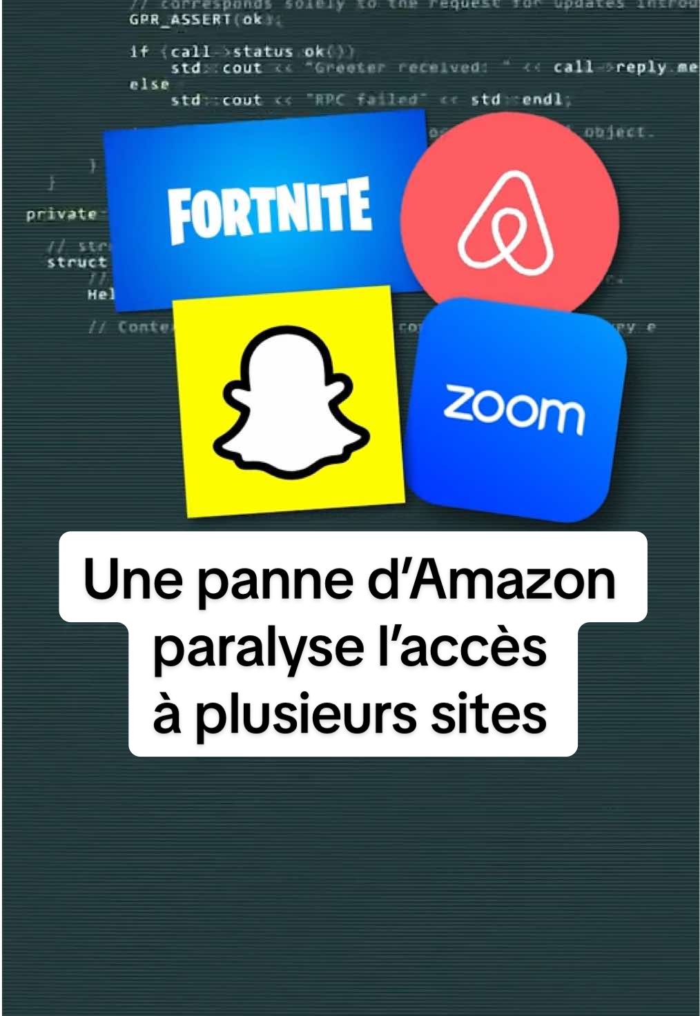 ❌ Snapchat, Roblox, Airbnb, Zoom... L'accès à de nombreux sites perturbé en raison d'une panne du service de cloud d'Amazon. Dans un message publié sur son site, AWS a expliqué avoir trouvé une cause potentielle de ces problèmes. #sinformersurktiktok #panne #amazon #snapchat 