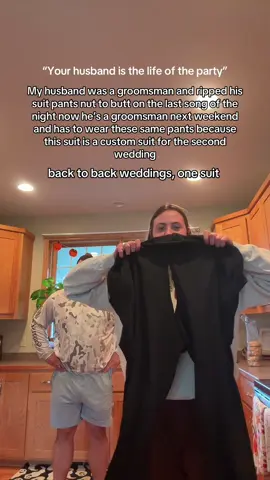 pants have been sewed back together and are at the dry cleaners, we are okay #wedding #groomsmen #2025wedding #2025bride 