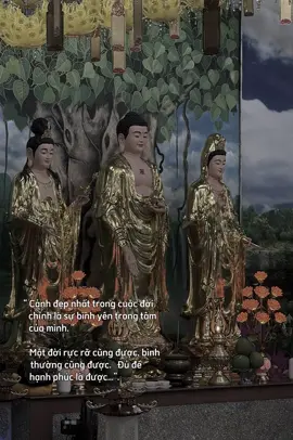 “Cảnh đẹp nhất trong cuộc đời chính là sự bình yên trong tâm của mình. Một đời rực rỡ cũng được, bình thường cũng được. Đủ để hạnh phúc là được… #phatphap #phatphapnhiemmau #loiphatday #caption 