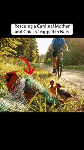 Rescuing a Cardinal Mother and Chick s Trapped in Nets #rescuebird #animalsoftiktok #animallove 