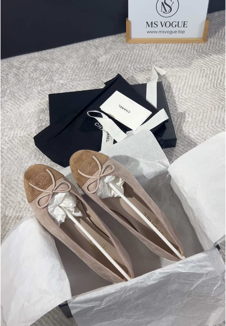 “Unboxing the Elegance: Chanel Suede Ballet Flats”