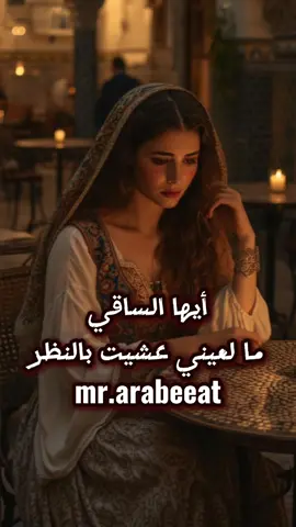 ايها الساقي اليك المشتكى، ما لعيني عشيت #قديم #عربيات #ذكاء_اصطناعي تصميم مستر عربيات mr.arabeeat