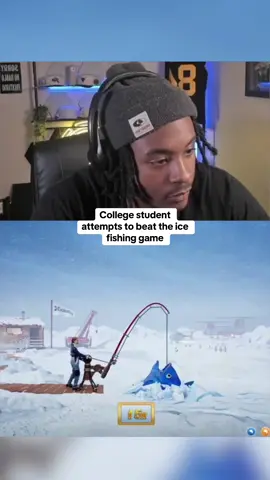College student attempts to beat the ice fishing game #kickstreaming 