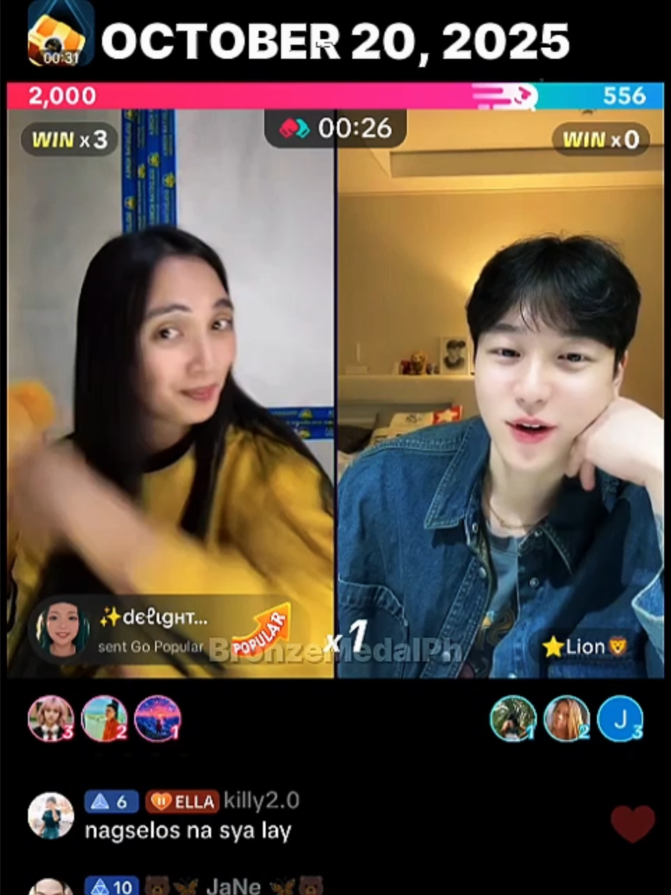 Part 1 of 2 Full Live Matches Oppa's Girl @lion_jjongmin and Ella October 20, 2025 #oppasgirl #pkdrama #fypシ゚ #fyp #fyppppppppppppppppppppppp