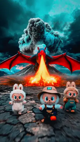 The volcanic eruption was tracked by the fire dragon.#拉布布 #labubu #zimomo #mokoko #labubuthemonsters 