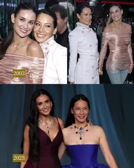 The angels are back! This weekend at the #AcademyMuseumGala, #DemiMoore and #LucyLiu had a sweet reunion moment on the red carpet. Crossing our fingers for a reboot with the OGs. 🪽 📷: Getty