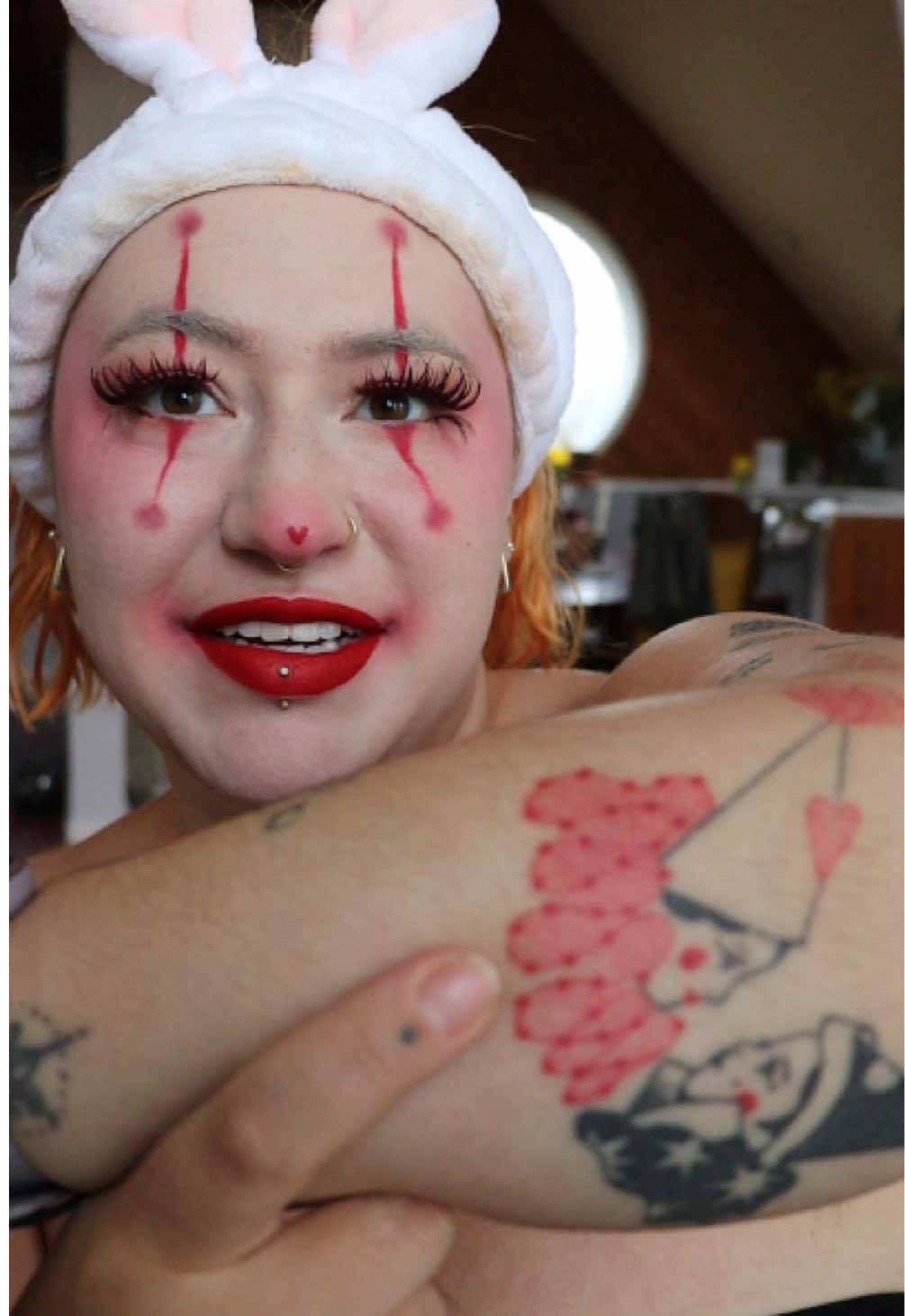 Okay but i really should rebleach the brows right??? #halloween #halloweencostume #halloweenlook #clown #clownmakeup 