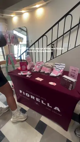 Setting up for our exclusive pop-up at the new @thesculptroompilates in Solana Beach was such a special moment. We loved meeting you in person and showcasing our favorite designs from the collection! 💗 #pilatessandiego #gripsocks #SmallBusiness #pilatesoutfit #sandiegowellness 