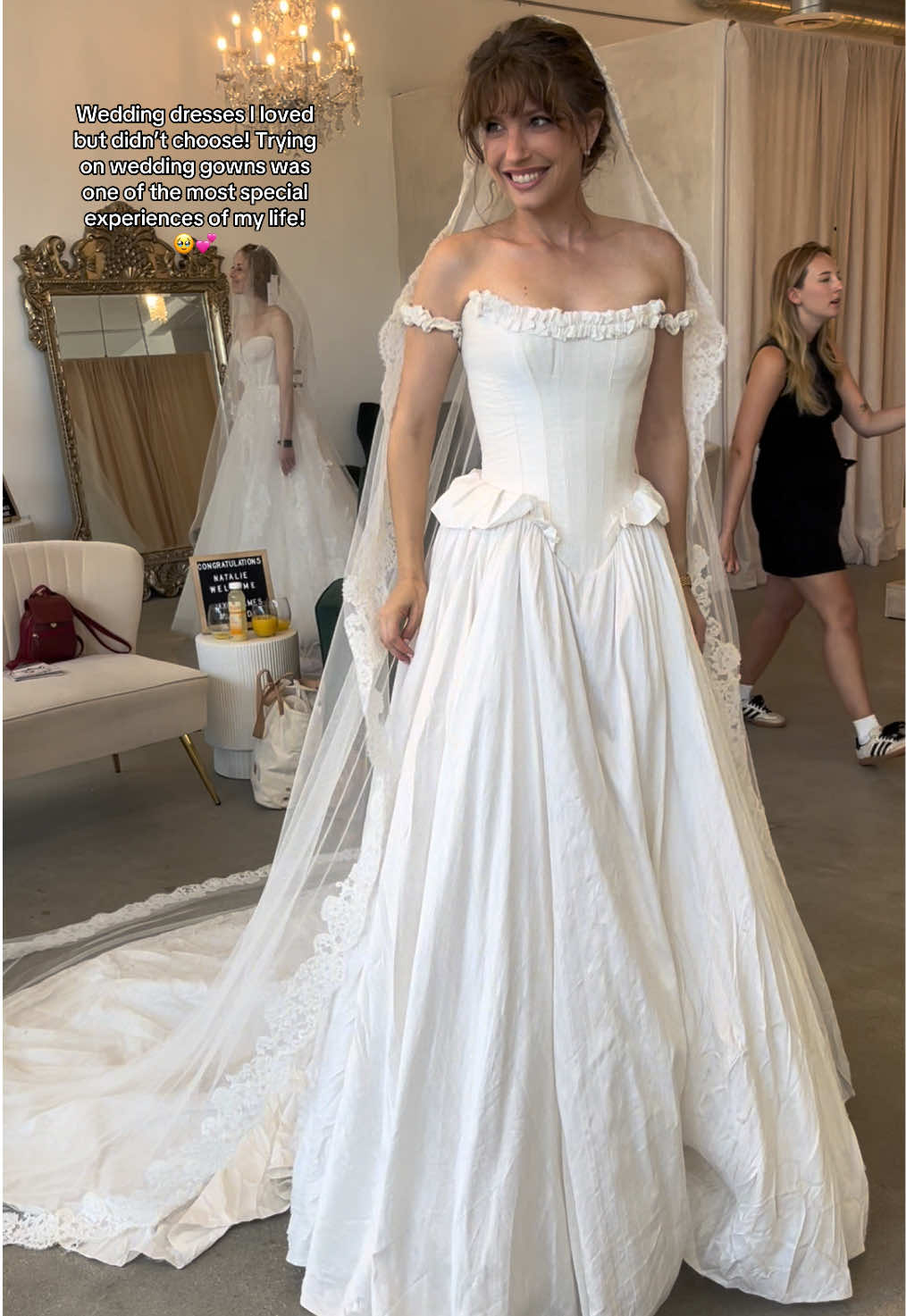 Wedding dresses I loved but didn’t choose! Trying on wedding gowns was one of the most special experiences of my life! Still not over it tbh 🤭💕 I’m soooo excited for my first fitting with the dress I chose! I’m dyinggg I have to wait till May to show you all! 🙃🥰❤️ #weddingdress #weddingdressshopping #weddingdresstryon #laceweddingdress #ballgownweddingdress 