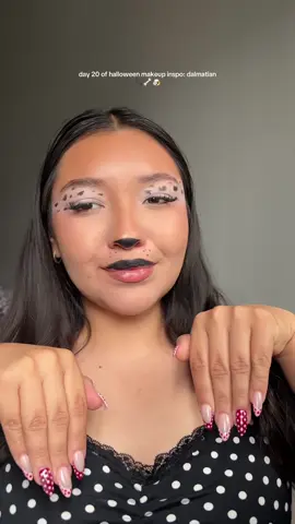 day 20 of halloween costume makeup inspo: dalmatian🐾🦴 this is also a super easy look doesn’t require too much effort:) #makeupfmd #halloweencostumeideas #halloweencostumeideas #microinfluencer #dalmatianmakeup 