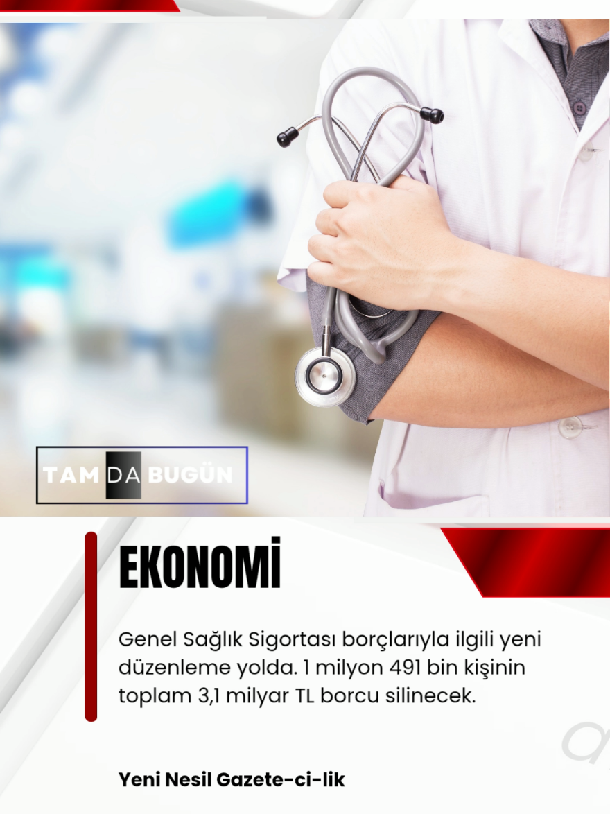 Torba yasaya eklenecek teklif kapsamında, 1 milyon 491 bin kişinin toplam 3,1 milyar TL tutarındaki borcu silinecek. Ayrıca, yaklaşık 10 milyon vatandaşın GSS borcu da ertelenecek. Yeni düzenleme, özellikle gelir testine girmemiş veya gelir seviyesi düşük vatandaşları kapsayacak. Düzenlemenin kısa süre içinde Meclis gündemine gelmesi bekleniyor. #keşfet #turkiye #saglik #sigorta 