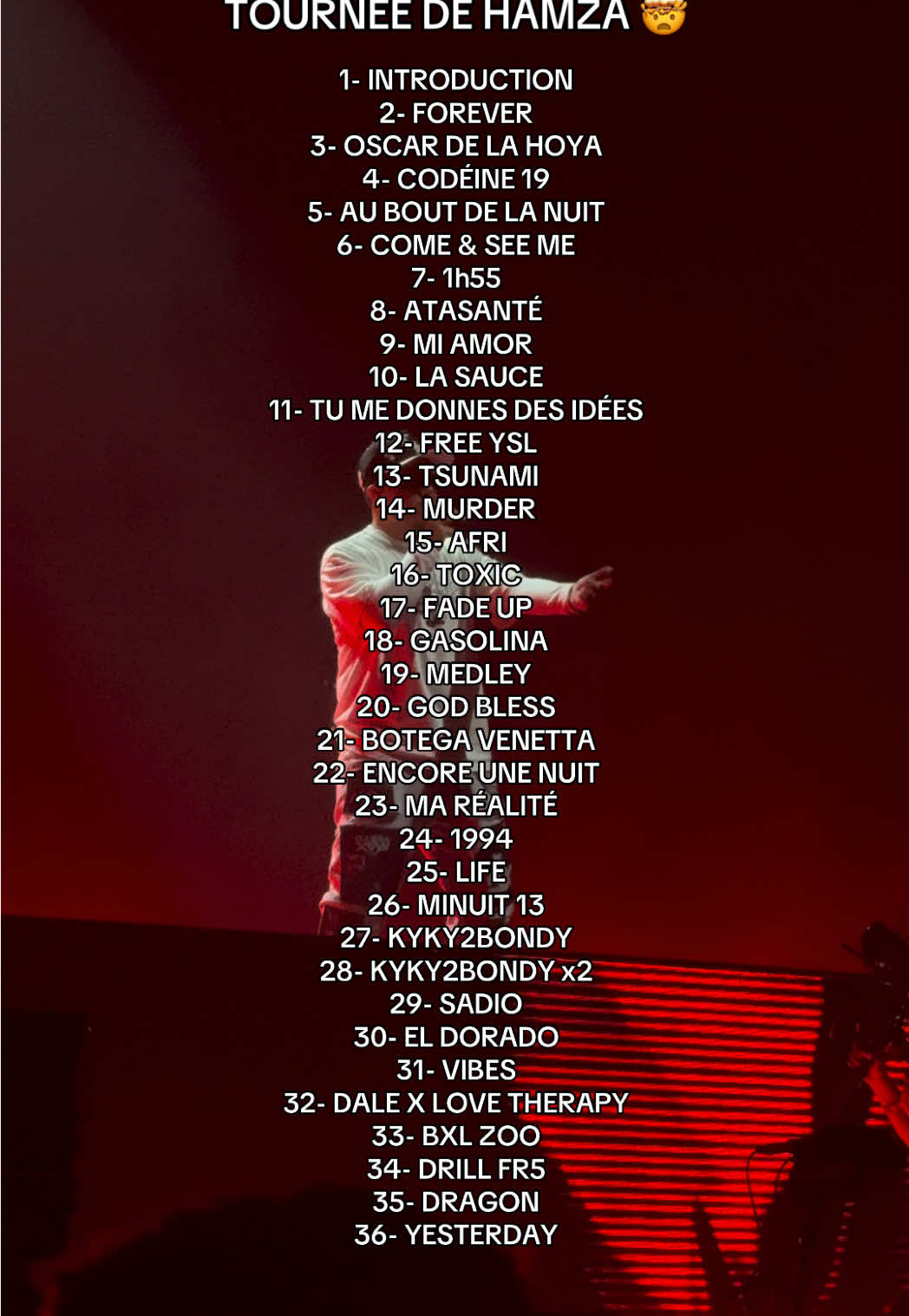 j-17 j’ai très hâte @SAUCEGOD®👨🏽‍🍳 #hamza #saucegod #hamzaconcert #tracklist 