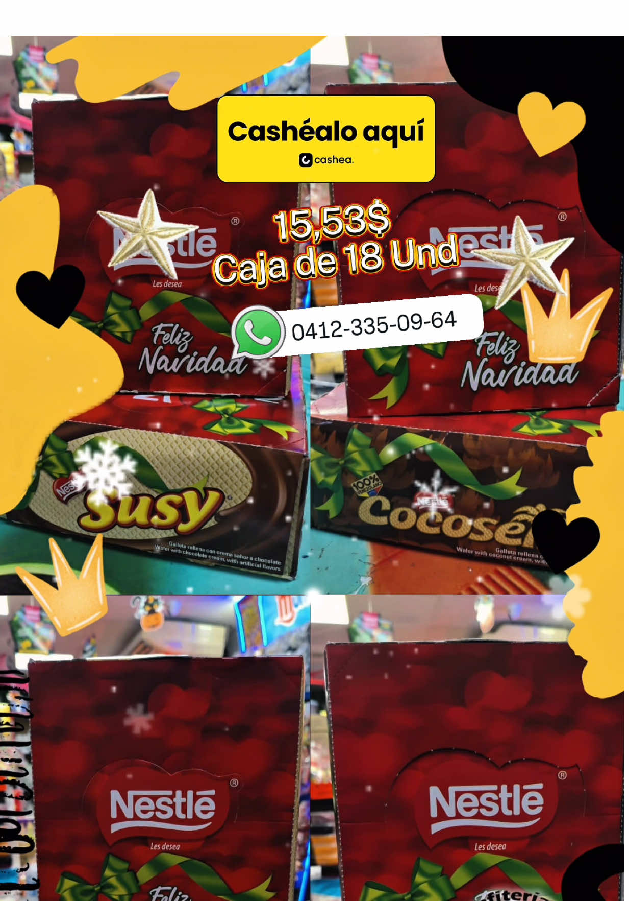 ¡La Navidad sabe mejor con un toque dulce! 🎅🍫 Llegaron las Cocosete y Susy edición navideña 🎁 Una caja llena de sabor con 18 unidades para compartir, disfrutar y regalar. Porque en esta época, ¡no hay mejor detalle que un clásico venezolano con espíritu navideño! ❤️ 📍Cerca de la estación de metro TEATROS, a una cuadra de la alcaldía de Caracas, Edificio Saverio Russo PB ❌NO tenemos sucursales❌ ⏰Lunes a Sábado de 7:30am a 5:00pm 🛵Delivery y Envíos Nacionales  📲Pedidos vía WhatsApp 0412-335-09-64 🚗Tenemos estacionamiento Justo al lado de la tienda para su mayor comodidad 💵💳Métodos de pago Bs a tasa BCV, Biopago, zelle, divisas, Banesco Panama, y aceptamos CASHEA #confiteriareyleon2 #Cocosete #Susy #EdiciónNavideña #SaborVenezolano 