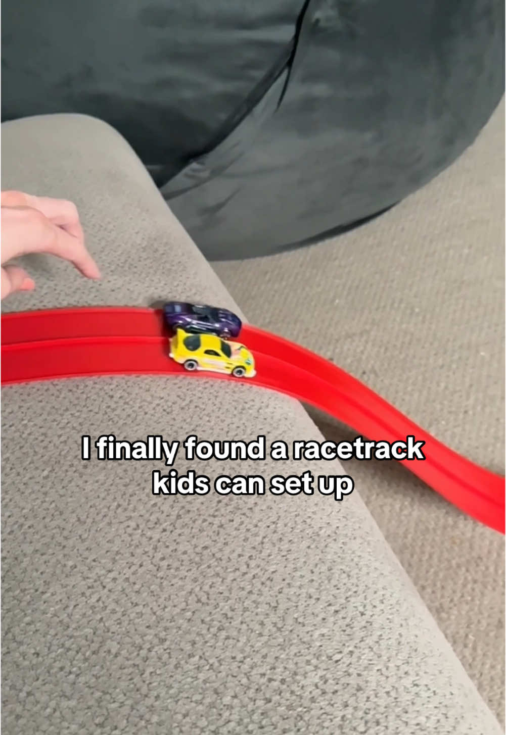 I’m done putting kids toys together! This racetrack is all one piece so kids can set it up themselves! So much creativity unlocked with this kids 15ft racetrack toy. #kidstoys #racetracktoy #kidsgiftideas #racecarsforkids #kidsracetrack 