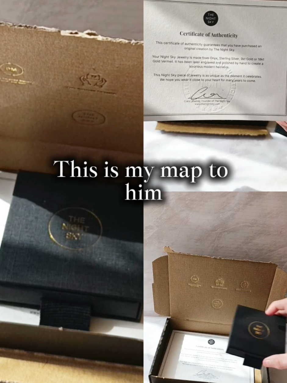 This beautiful piece from @www.thenightsky.com  is a star map showing the exact position of the stars when my perfect son Harrison was born on 12.01.2019.  I wear it to remember that even though his time was short, his light is eternal. #goldjewellerydesign #meaningful #giftsideas #babylossawareness #jewellery 