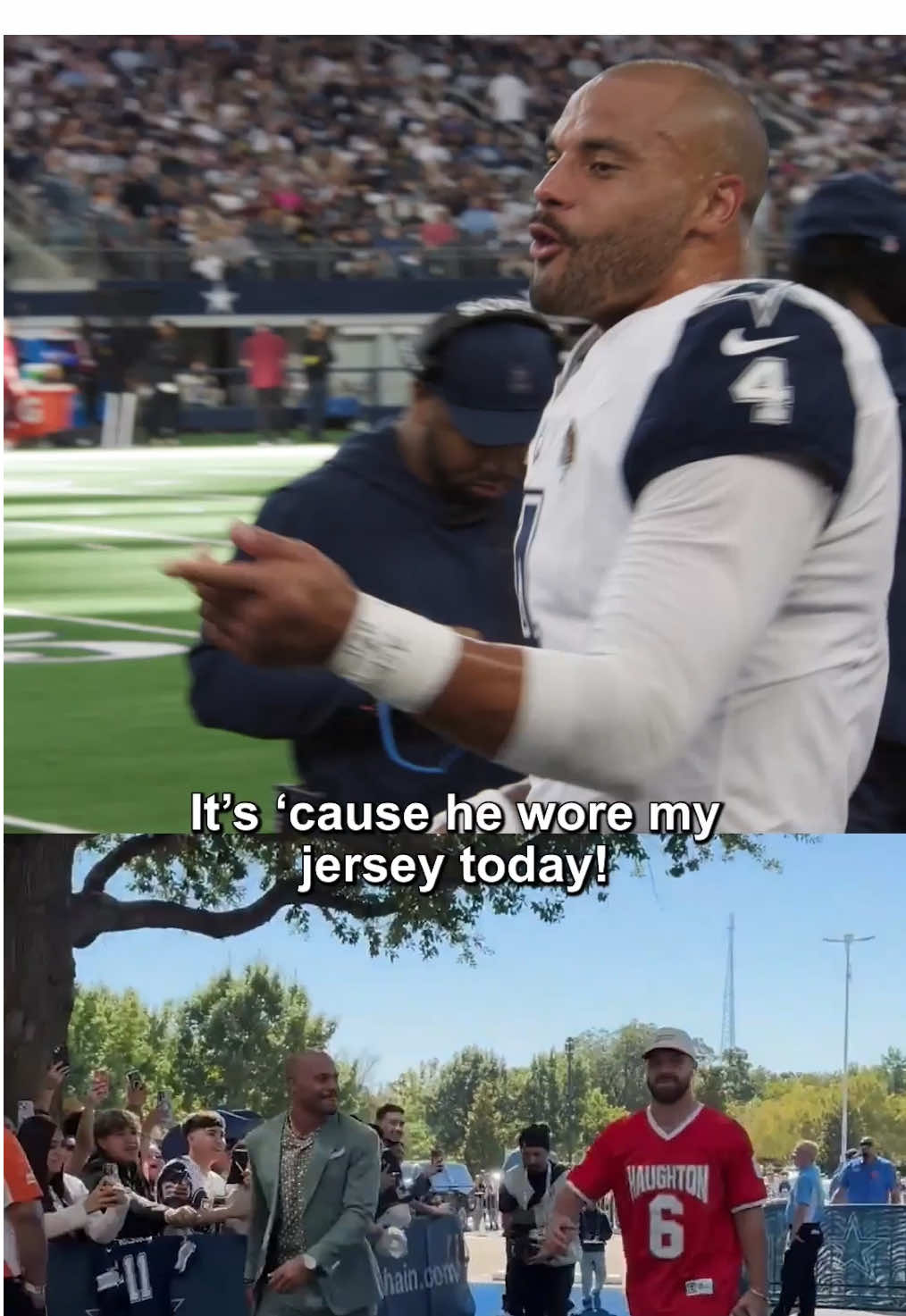 definition of teamwork 🫡 #nfl #dallascowboys #micdup #dakprescott #jakeferguson