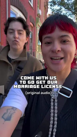 lowkey felt like a trip to the dmv • but for real, i’m so excited for our day and want it to just be here already!! i can’t wait until the paperwork is officially filed and we’re legally married 🥹 & i’m looking forward to celebrating with our loved ones! it feels so close after months of worrying what could possibly happen governmentally. • if you’re feeling uncertain rn, just know you’re not alone! we’re sending you love ♥️ • queer creator | androgynous fashion | non-binary style | lgbtq couple | gay wedding | queer marriage | marriage license | city hall | halloween 2025 wedding