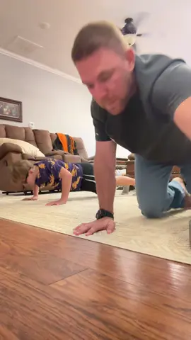 Day 2 and I added my “blind” son! #pushupchallenge #Fitness #thecantins #fatherson 