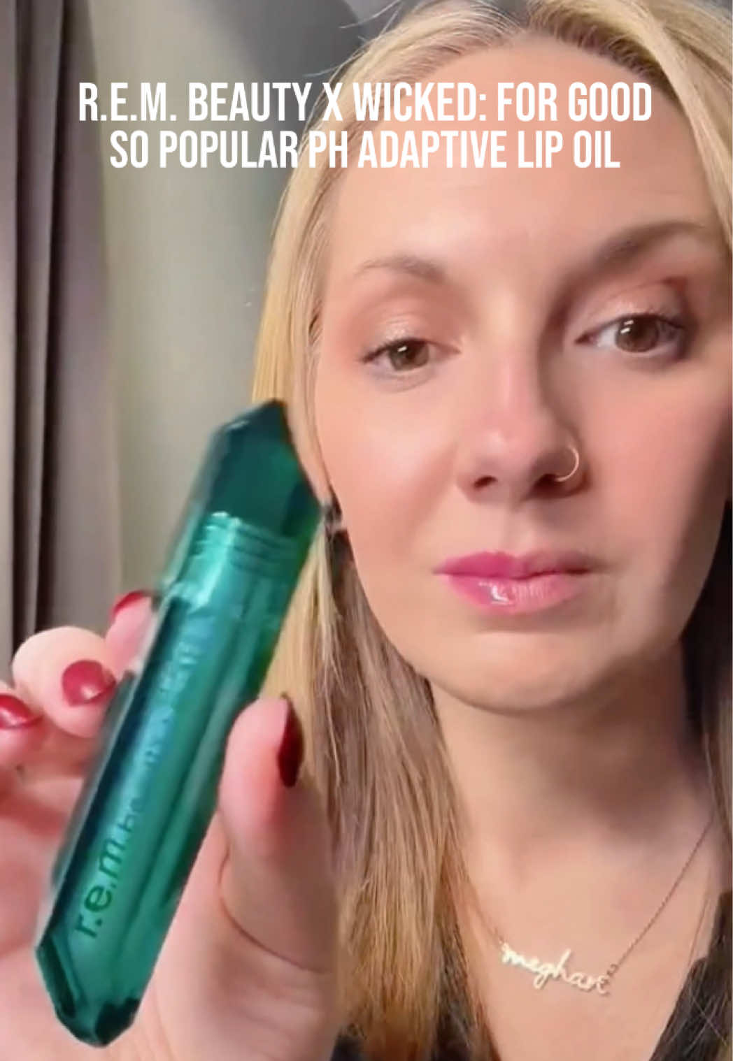 The @Rem Beauty x Wicked: For Good pH adaptive lip oil applies iridescent bubble-inspired shine and magically evolves to each wearer for a custom, buildable shade of warm, oh so popular pink. #rembeauty #sopopularlipoil #tiktokshopcreatorpicks #ttsbeautybesties #fallfestival 