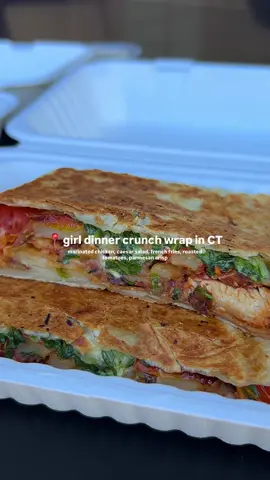 girl dinner meets crunch wrap … and it may just be the best crossover yet  The Tasty Yolk has taken it’s very own twist on a girl dinner, and it’s one of the tastiest and most unique yet! Their very own, Girl dinner crunch wrap. I had to give it a try (since it’s only a special) and I am officially obsessed!! It’s flavorful, juicy, and full of flavor. Everything pairs perfectly, and this may be my new favorite version of a crunch wrap!! Head to the Branford location to try it for yourself!!  🍟 🥗 Girl Dinner crunch wrap: grilled marinated chicken breast, Caesar salad, French fries, roasted tomatoes, crispy Parmesan tortilla in a toasted wrap 📍Branford, CT  #ctfood #ctfoodie #ctrestaurants #cteats #ctfoodlovers #ctfoodies #ct #connecticut #branfordct #crunchwrap #girldinner #branford