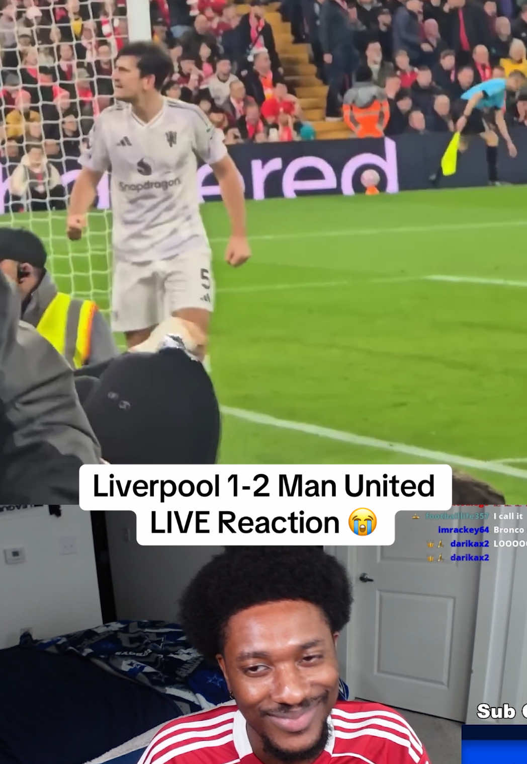 “Sit here and watch this second goal” 😭 Liverpool fan live reaction to Liverpool vs Manchester United #Soccer #liverpool #manchesterunited #PremierLeague #viralvideo 