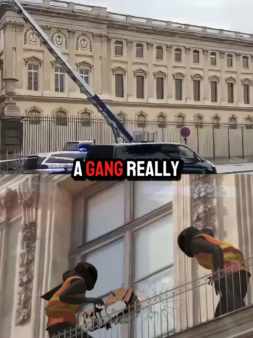 A gang broke into the Louvre in broad daylight in just 7 minutes! 😳 Using a crane, a saw & scooters, they stole treasures worth up to $150M 💰 Including Napoleon’s crown with 1,300+ diamonds 💎 One item was found damaged, the thieves are still on the run! 🚨 #louvre #louvremuseum #robbery #france #fyp 