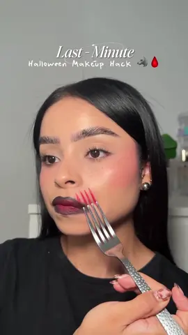 🖤 let’s get spooky 🖤🎃 Here’s a super easy Halloween hack that won’t cost you more than five dollars all from Shop Miss A (minus the fork) #shopmissa #shopmissahaul #beautyonabudget #halloween #halloweenmakeup 