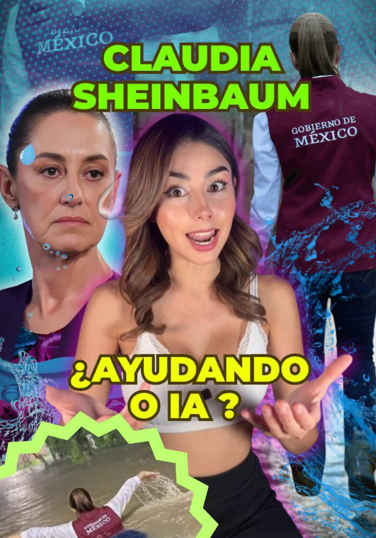 Claudia Sheinbaum ayudando en las Inundaciones o IA?? 😱😱 #claudiasheimbaum #inundaciones #fotoia #politica #mexico 