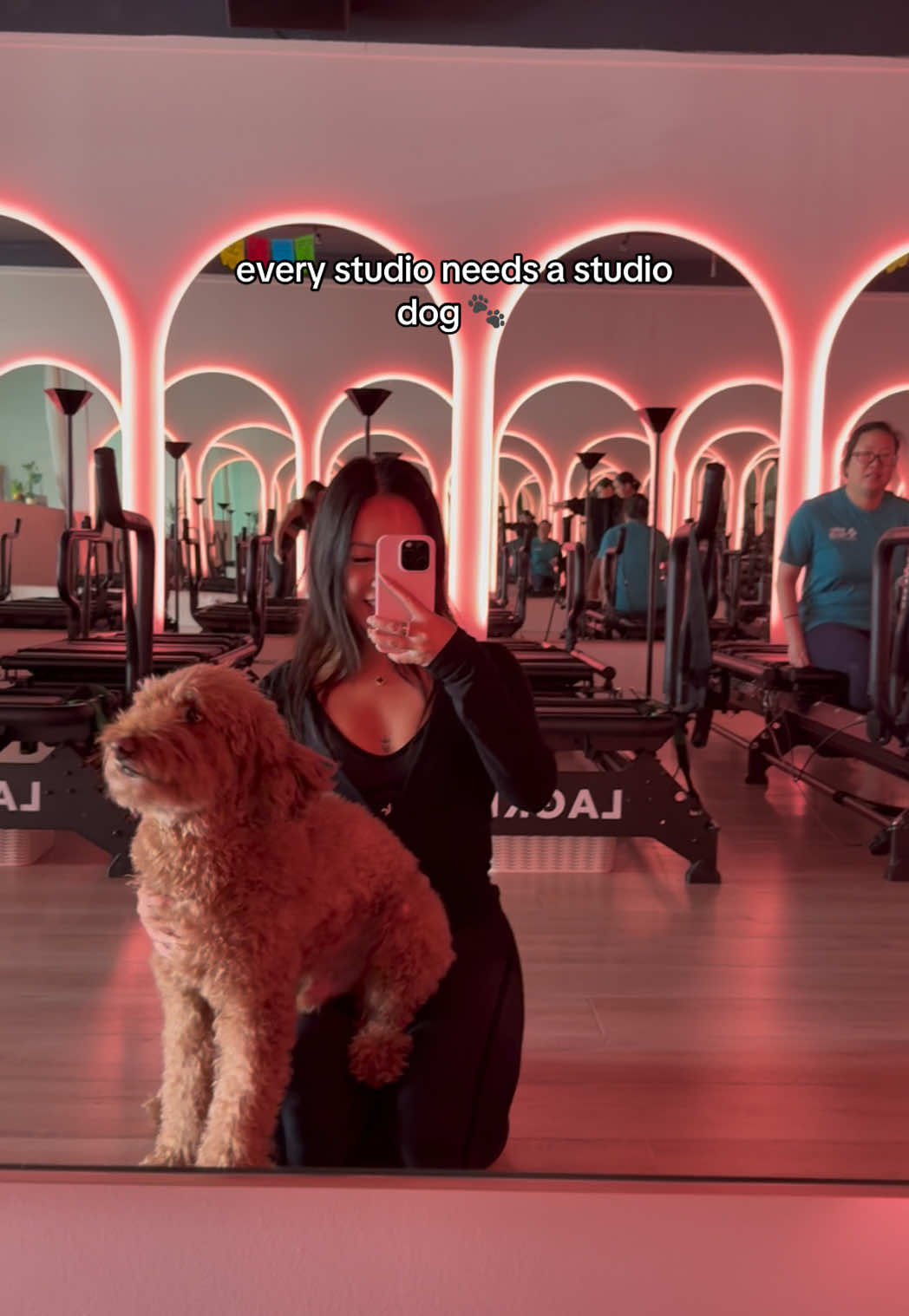 cutest instructor ever 🐶  @Westcore Studio | Lagree #lagree #lagreefitness #pilatesworkout #puppy #puppytok #puppyyoga 