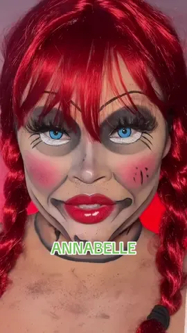 Day 21 of 31 days of Halloween makeup looks! Annabelle ❤️‍🔥 #halloweenmakeup #halloweenmakeuplook #annabelle #annabelledoll 