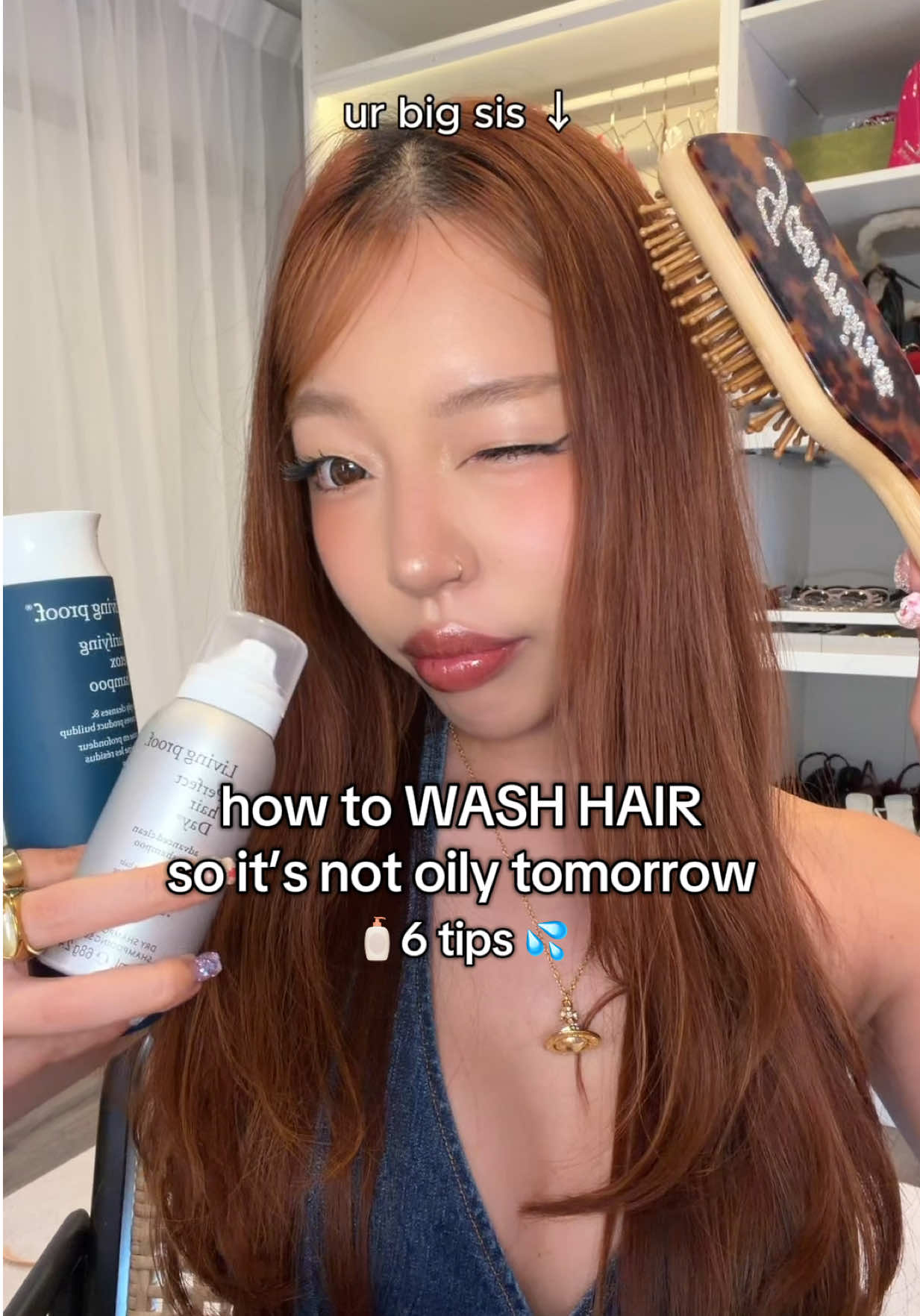 Replying to @rxya.prvt how to wash your hair so it’s not oily the next day🧴 these 6 tips helped my hair last longer between washes bc why does it look greasy when i JUST washed it 😭😭😭PMOOO #haircare #hairwash #oilyhair #hairroutine 