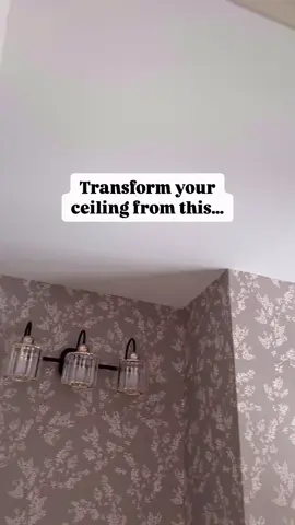 Follow for more budget-friendly DIY projects! 💪🏼 BEAM DREAMS 😍😍😍 one of my favorite projects from 2024 was adding this feature to our ceiling in the half bathroom. I cannot believe I did that! It totally elevated this space and added so much warmth and character. What do you think?! FAQs: Stain color: 2 coats early American, 2 coats weathered oak Ceiling planks: 1/4in sande plywood ripped into 5in strips Beam size: 4.5in tall x 5.5in wide Bathroom size: 7.5ft x 5ft #diyhomeprojects #fauxbeams #homeimprovementprojects